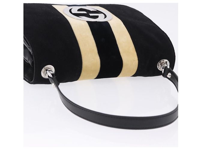 Borsa a Tracolla GUCCI Interlocking G Velluto Nero Argento Auth 193808V - vista 7