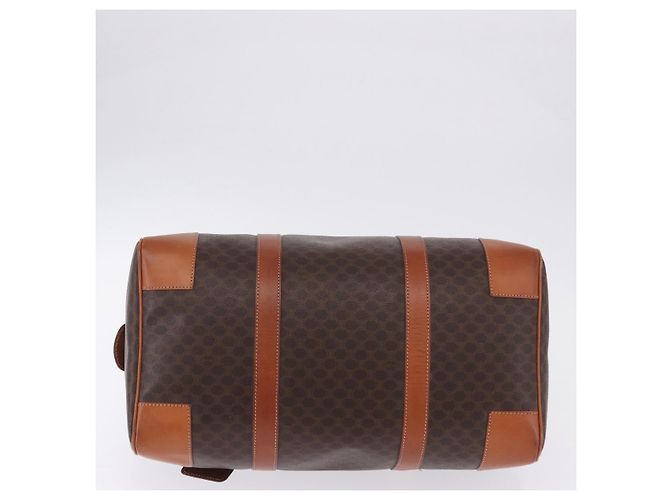 Céline CELINE Macadam Canvas Boston Bag PVC Leder Braun Gold Auth 197668V Golden - Ansicht 10