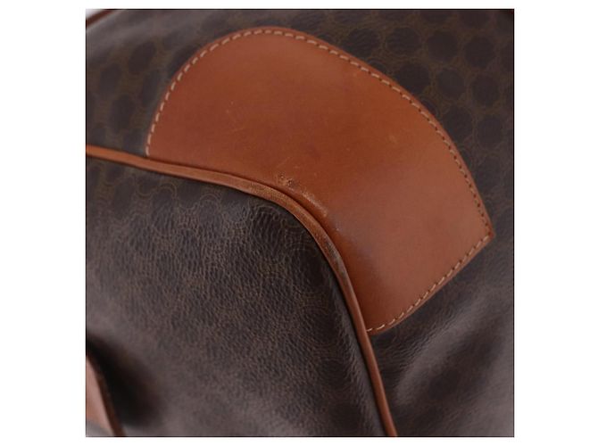Céline CELINE Macadam Canvas Boston Bag PVC Leder Braun Gold Auth 197668V Golden - Ansicht 11
