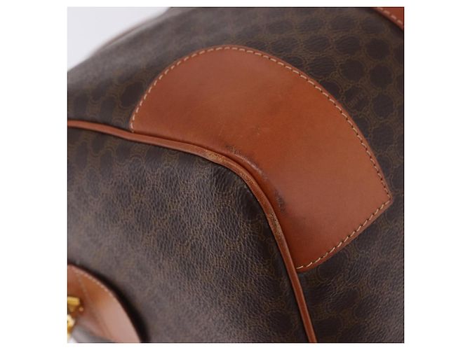 Céline CELINE Macadam Canvas Boston Bag PVC Leder Braun Gold Auth 197668V Golden - Ansicht 13