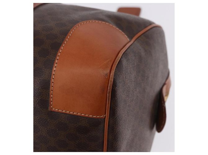 Céline CELINE Macadam Canvas Boston Bag PVC Leder Braun Gold Auth 197668V Golden - Ansicht 14