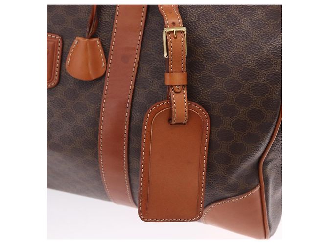 Céline CELINE Macadam Canvas Boston Bag PVC Leder Braun Gold Auth 197668V Golden - Ansicht 16