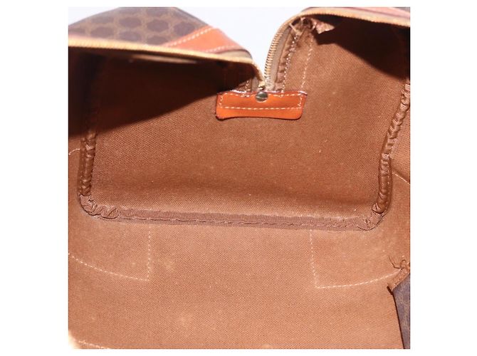 Céline CELINE Macadam Canvas Boston Bag PVC Leder Braun Gold Auth 197668V Golden - Ansicht 23