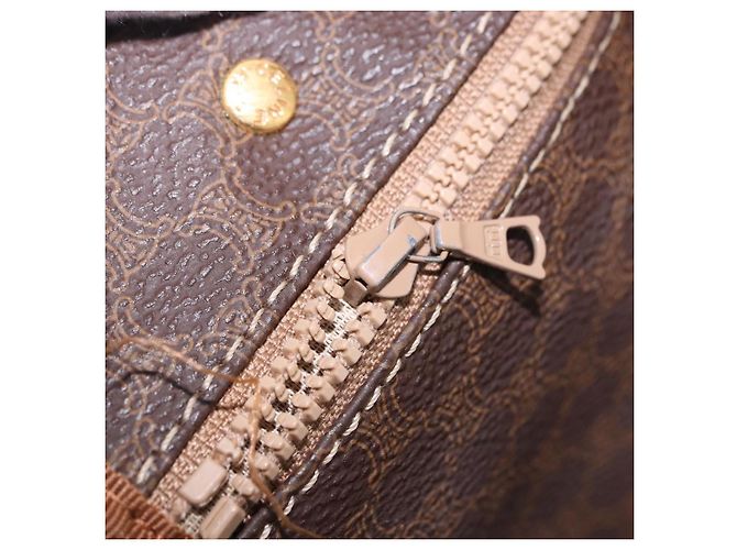 Céline CELINE Macadam Canvas Boston Bag PVC Leder Braun Gold Auth 197668V Golden - Ansicht 24