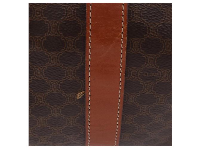 Céline CELINE Macadam Canvas Boston Bag PVC Leder Braun Gold Auth 197668V Golden - Ansicht 3