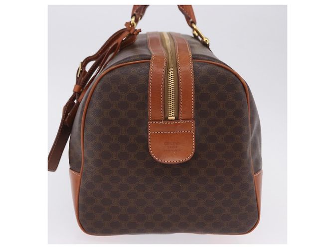 Céline CELINE Macadam Canvas Boston Bag PVC Leder Braun Gold Auth 197668V Golden - Ansicht 5