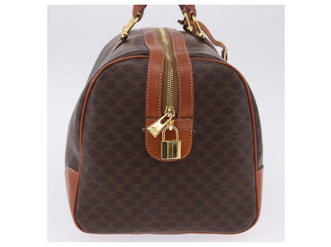 Céline CELINE Macadam Canvas Boston Bag PVC Leder Braun Gold Auth 197668V Golden - Ansicht 6
