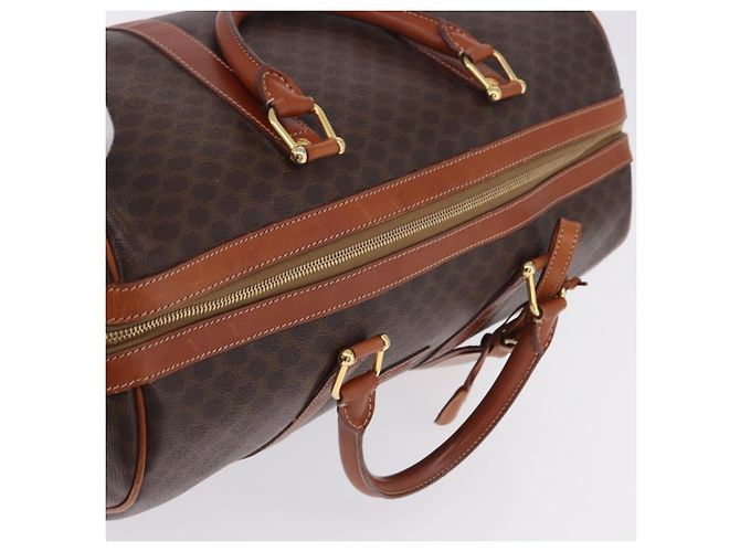 Céline CELINE Macadam Canvas Boston Bag PVC Leder Braun Gold Auth 197668V Golden - Ansicht 7