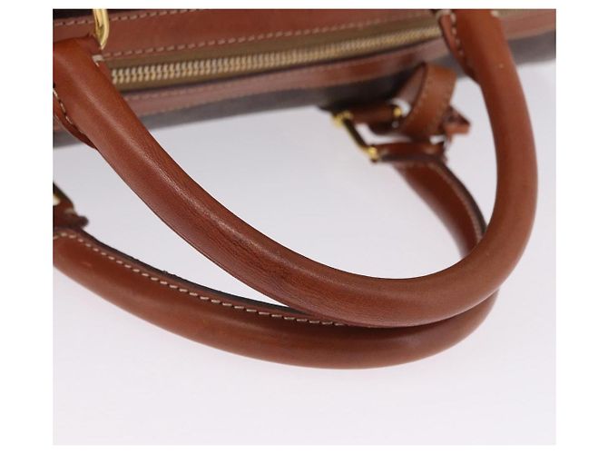 Céline CELINE Macadam Canvas Boston Bag PVC Leder Braun Gold Auth 197668V Golden - Ansicht 8