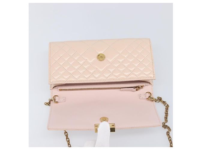 Portafoglio a Spalla con Catena VERSACE Greca Goddess in Pelle Pink Gold Auth 200687V Rosa D'oro - vista 10