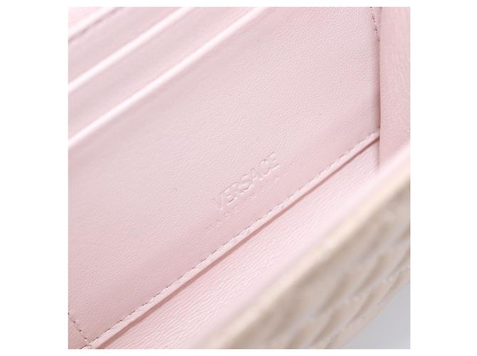 Portafoglio a Spalla con Catena VERSACE Greca Goddess in Pelle Pink Gold Auth 200687V Rosa D'oro - vista 20