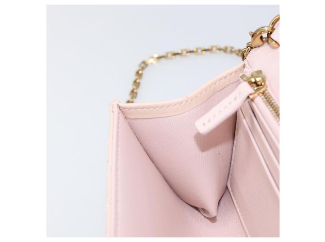 Portafoglio a Spalla con Catena VERSACE Greca Goddess in Pelle Pink Gold Auth 200687V Rosa D'oro - vista 22