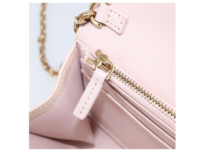 Portafoglio a Spalla con Catena VERSACE Greca Goddess in Pelle Pink Gold Auth 200687V Rosa D'oro - vista 23