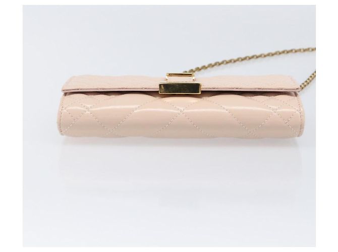 Portafoglio a Spalla con Catena VERSACE Greca Goddess in Pelle Pink Gold Auth 200687V Rosa D'oro - vista 5