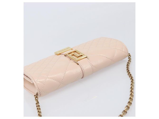 Portafoglio a Spalla con Catena VERSACE Greca Goddess in Pelle Pink Gold Auth 200687V Rosa D'oro - vista 6
