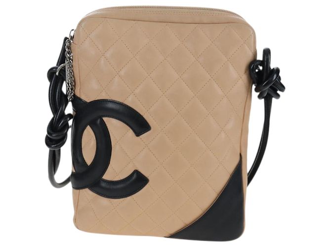 Borsa a tracolla CHANEL Matelasse Cambon Line in pelle Beige Silver CC Auth BA15637 Argento - vista 2