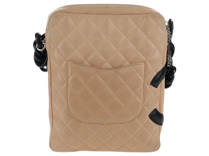 Borsa a tracolla CHANEL Matelasse Cambon Line in pelle Beige Silver CC Auth BA15637 Argento - vista 3
