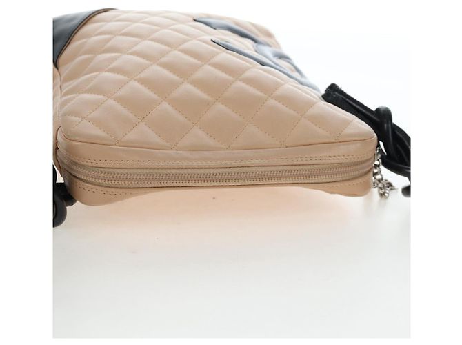 Borsa a tracolla CHANEL Matelasse Cambon Line in pelle Beige Silver CC Auth BA15637 Argento - vista 6