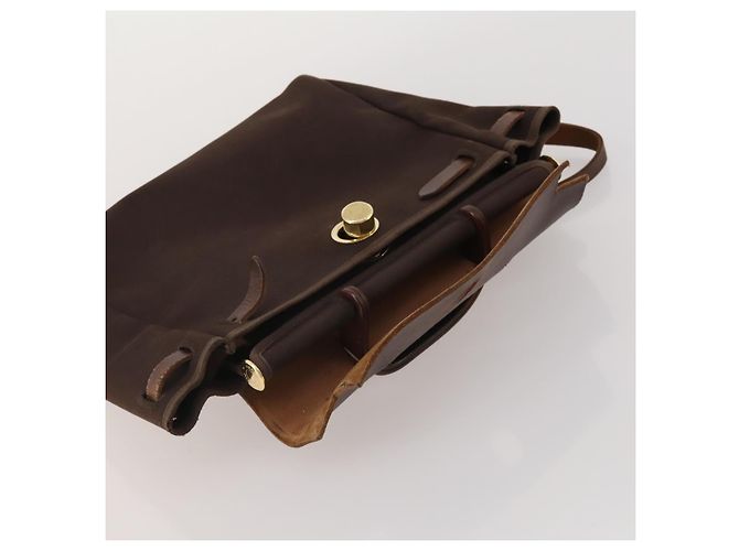 Hermès HERMES Herbag Ad Backpack Canvas 2way Brown Gold Tone Auth 202155 Marrom - vista 18