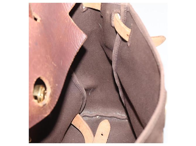 Hermès HERMES Herbag Ad Backpack Canvas 2way Brown Gold Tone Auth 202155 Marrom - vista 21