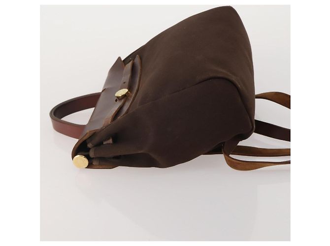 Hermès HERMES Herbag Ad Backpack Canvas 2way Brown Gold Tone Auth 202155 Marrom - vista 5