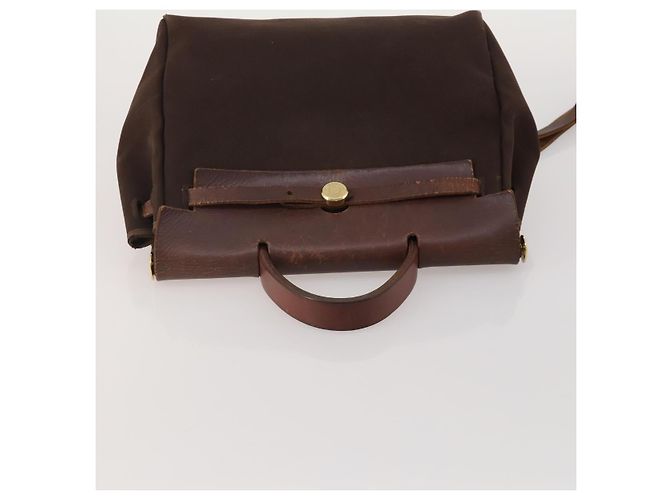 Hermès HERMES Herbag Ad Backpack Canvas 2way Brown Gold Tone Auth 202155 Marrom - vista 6