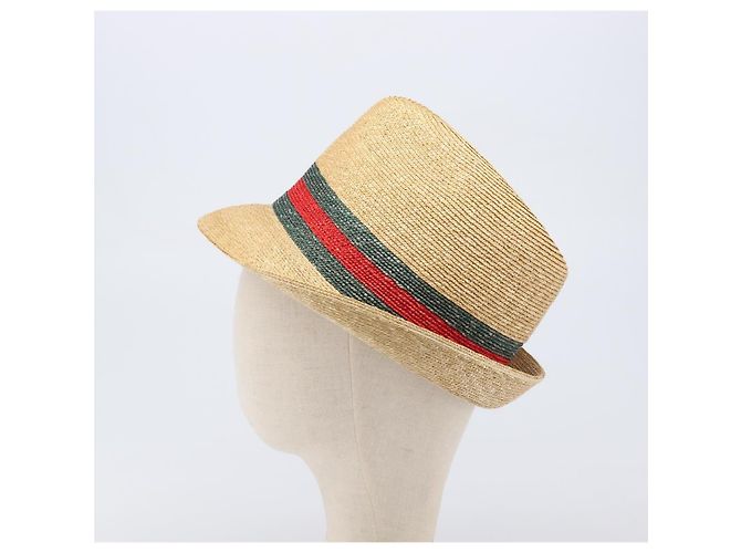 GUCCI Web Sherry Line Hut Straw Beige Auth BA15635V - Ansicht 4