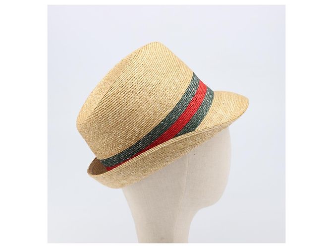 GUCCI Web Sherry Line Hut Straw Beige Auth BA15635V - Ansicht 5