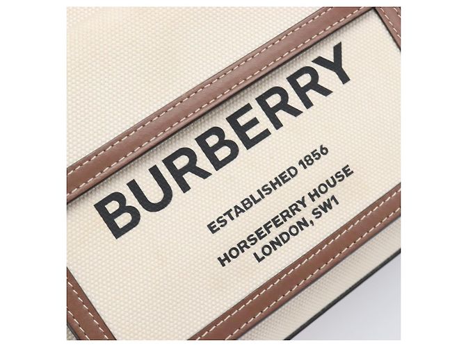 Borsa a mano BURBERRY Canvas Beige Gold Tone Auth 202843 - vista 19