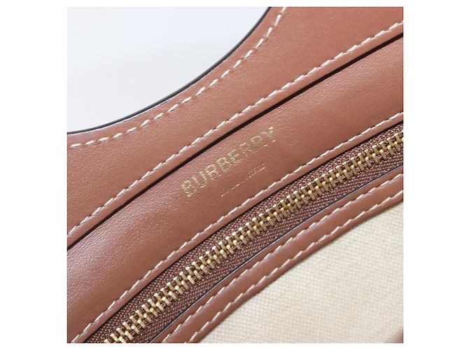 Borsa a mano BURBERRY Canvas Beige Gold Tone Auth 202843 - vista 20