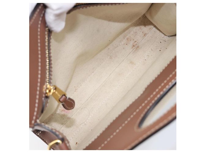 Borsa a mano BURBERRY Canvas Beige Gold Tone Auth 202843 - vista 21