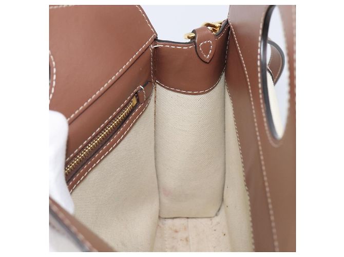 Borsa a mano BURBERRY Canvas Beige Gold Tone Auth 202843 - vista 22
