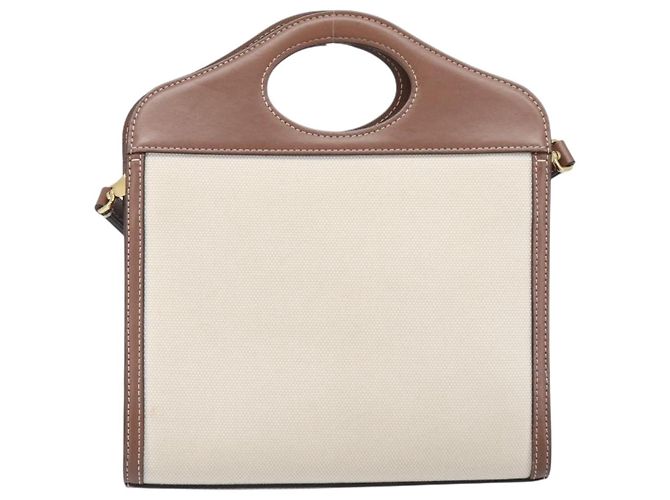 Borsa a mano BURBERRY Canvas Beige Gold Tone Auth 202843 - vista 3