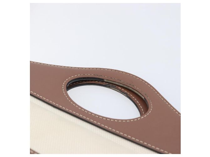 Borsa a mano BURBERRY Canvas Beige Gold Tone Auth 202843 - vista 7