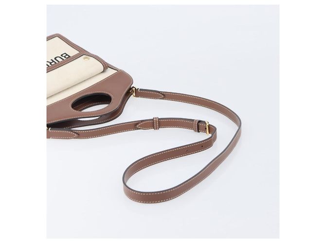 Borsa a mano BURBERRY Canvas Beige Gold Tone Auth 202843 - vista 9