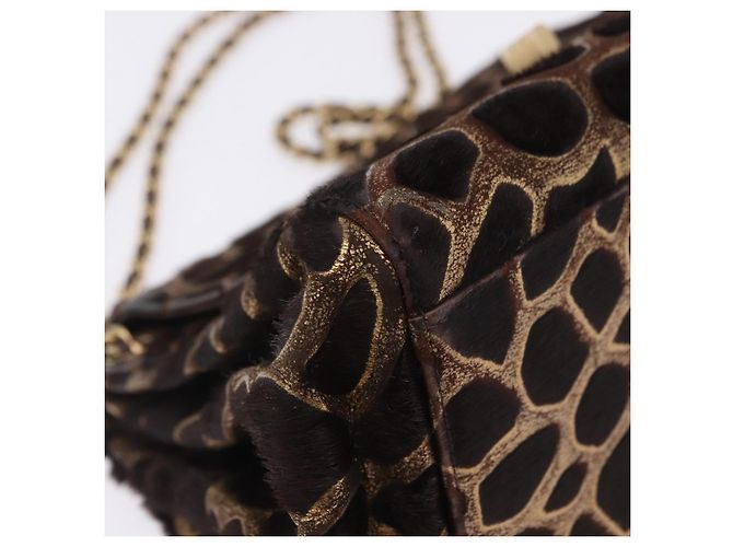 Borsa a tracolla con catena CHANEL 2.55 pelle Harako Brown Gold CC Auth 202903SAV Marrone D'oro - vista 11