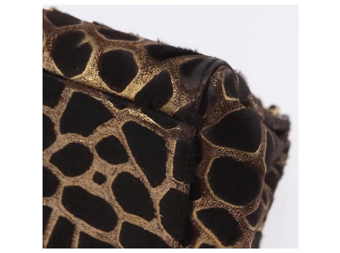 Borsa a tracolla con catena CHANEL 2.55 pelle Harako Brown Gold CC Auth 202903SAV Marrone D'oro - vista 12