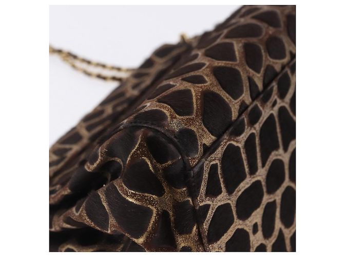 Borsa a tracolla con catena CHANEL 2.55 pelle Harako Brown Gold CC Auth 202903SAV Marrone D'oro - vista 13