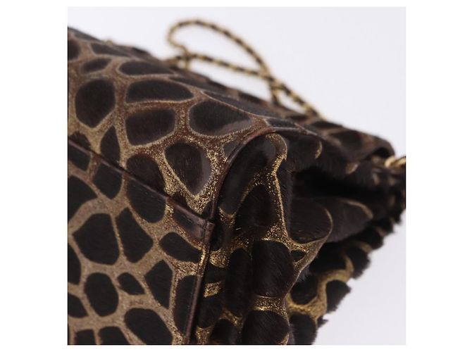 Borsa a tracolla con catena CHANEL 2.55 pelle Harako Brown Gold CC Auth 202903SAV Marrone D'oro - vista 14