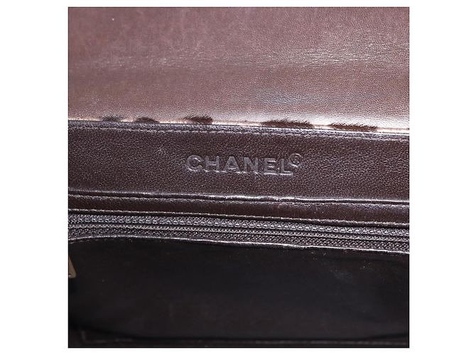 Borsa a tracolla con catena CHANEL 2.55 pelle Harako Brown Gold CC Auth 202903SAV Marrone D'oro - vista 17