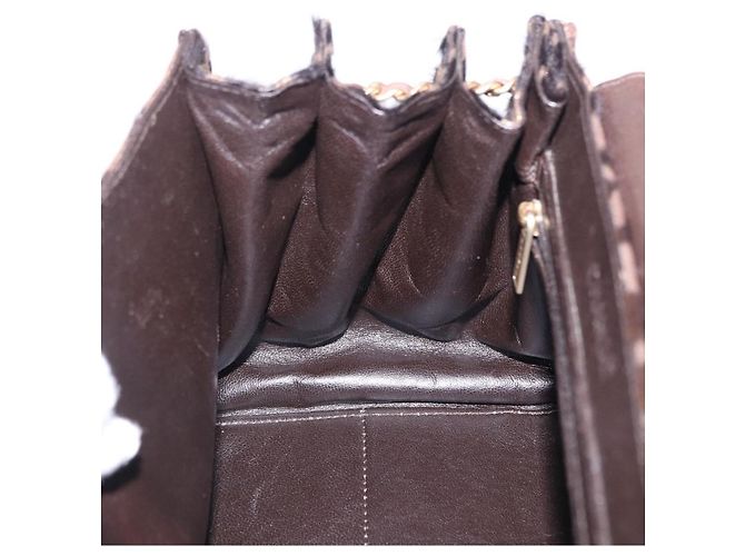 Borsa a tracolla con catena CHANEL 2.55 pelle Harako Brown Gold CC Auth 202903SAV Marrone D'oro - vista 20