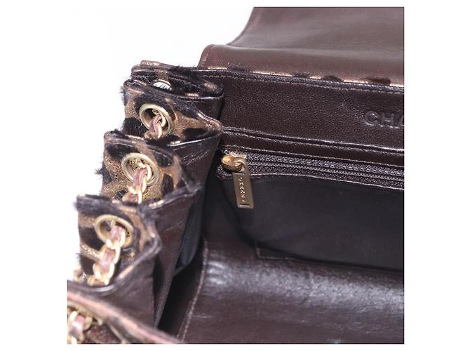Borsa a tracolla con catena CHANEL 2.55 pelle Harako Brown Gold CC Auth 202903SAV Marrone D'oro - vista 21
