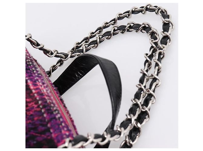 Borsa a mano CHANEL Matelasse in pelle di vitello 2way Nero Argento CC Auth 203070M - vista 10