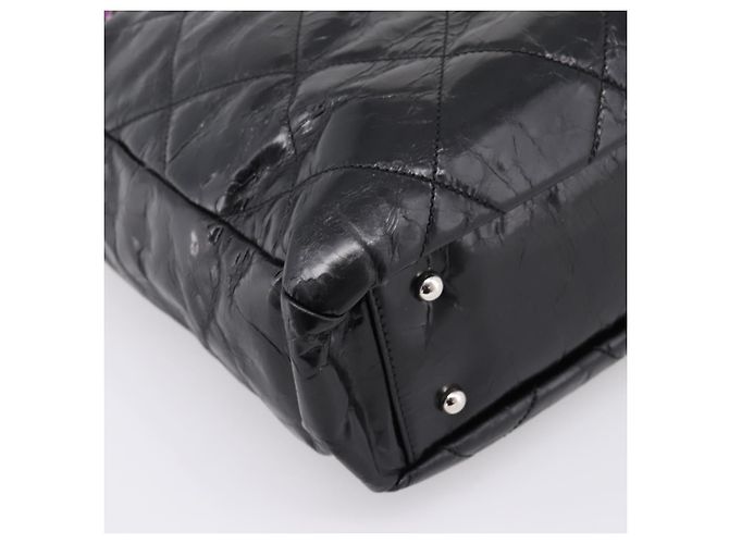 Borsa a mano CHANEL Matelasse in pelle di vitello 2way Nero Argento CC Auth 203070M - vista 15