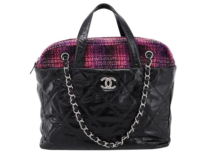 Borsa a mano CHANEL Matelasse in pelle di vitello 2way Nero Argento CC Auth 203070M - vista 2