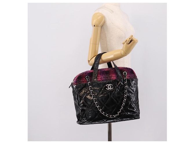 Borsa a mano CHANEL Matelasse in pelle di vitello 2way Nero Argento CC Auth 203070M - vista 27