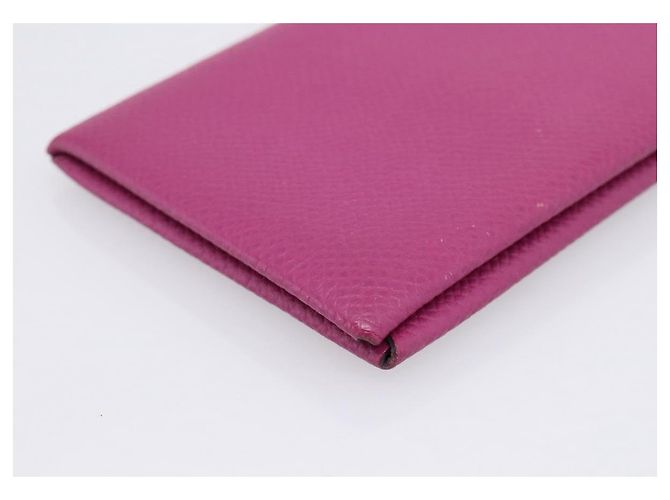Hermès Portamonete HERMES Calvi in pelle viola argento Auth 203089A Porpora - vista 11