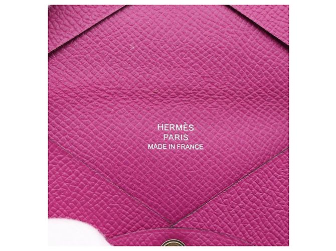 Hermès Portamonete HERMES Calvi in pelle viola argento Auth 203089A Porpora - vista 12