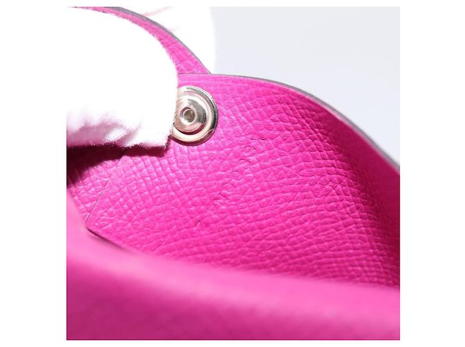 Hermès Portamonete HERMES Calvi in pelle viola argento Auth 203089A Porpora - vista 17