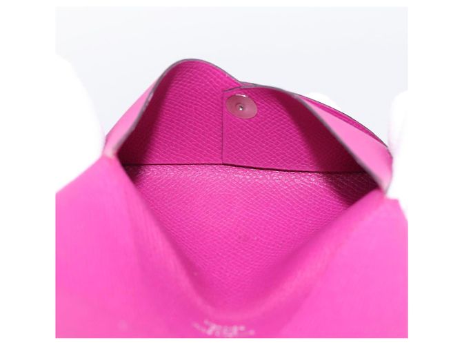 Hermès Portamonete HERMES Calvi in pelle viola argento Auth 203089A Porpora - vista 18